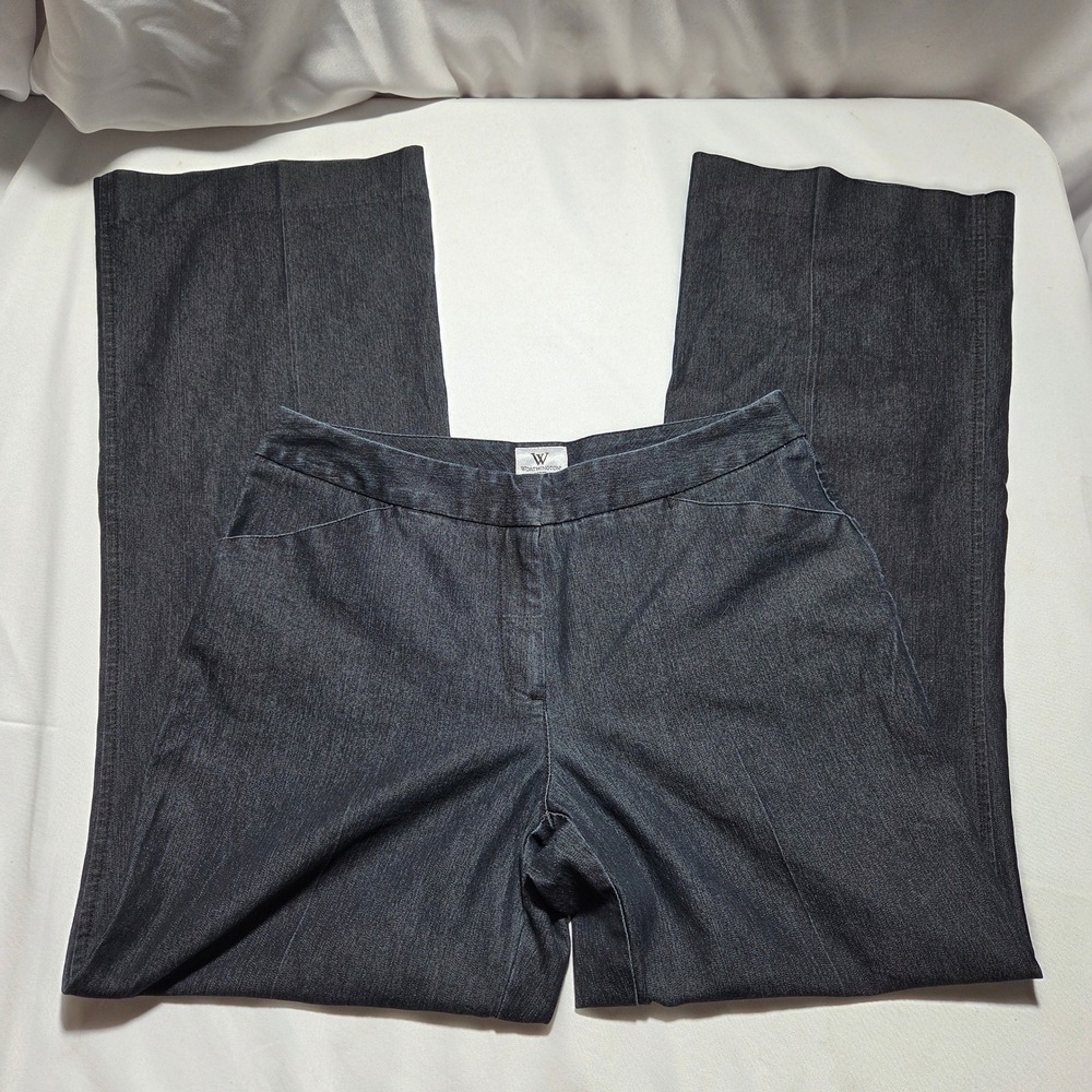 Worthington Petite Modern Fit Wide Leg Dress Pants Dark Grey 4P Office Siren